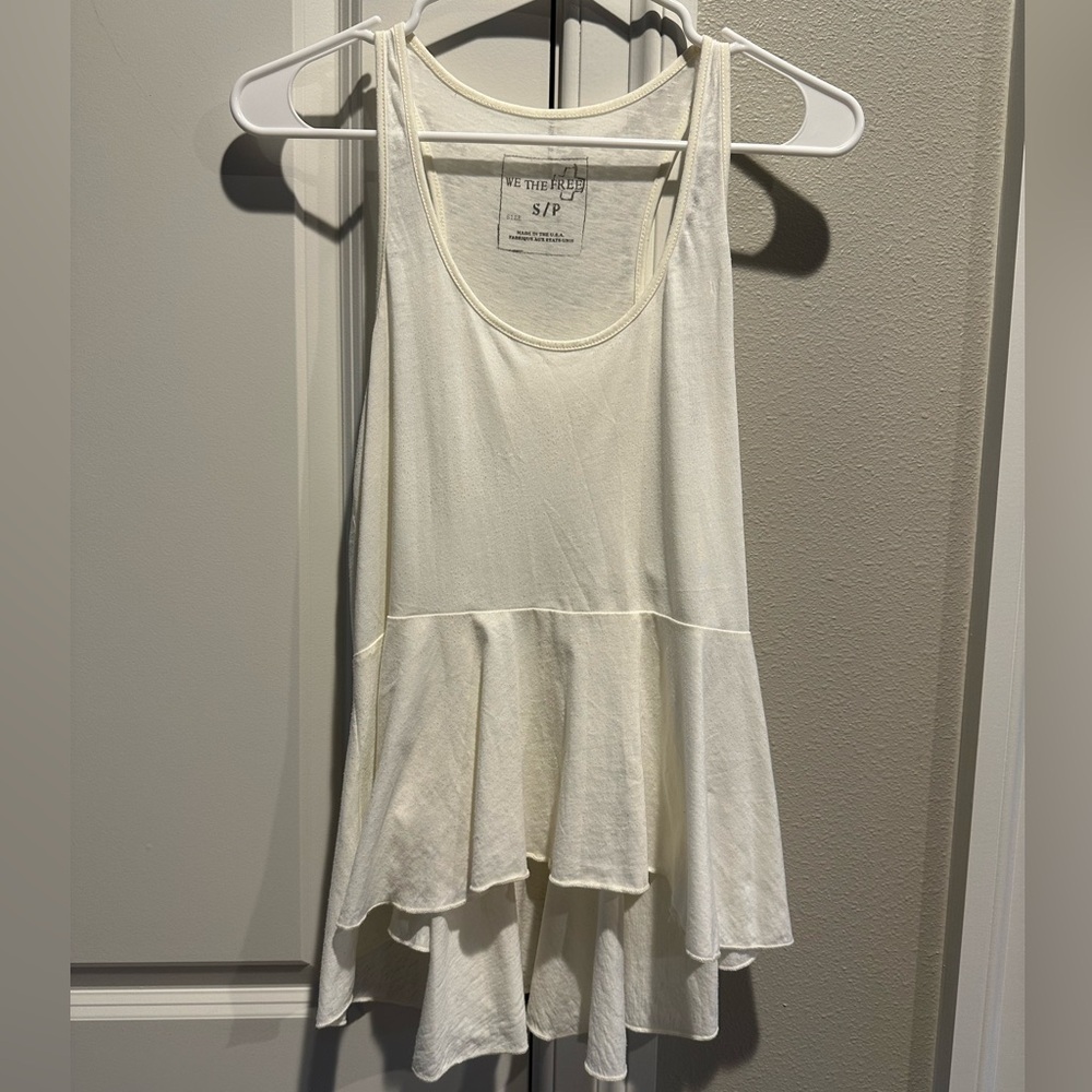 Free People Ivory Burnout Peplum Tank